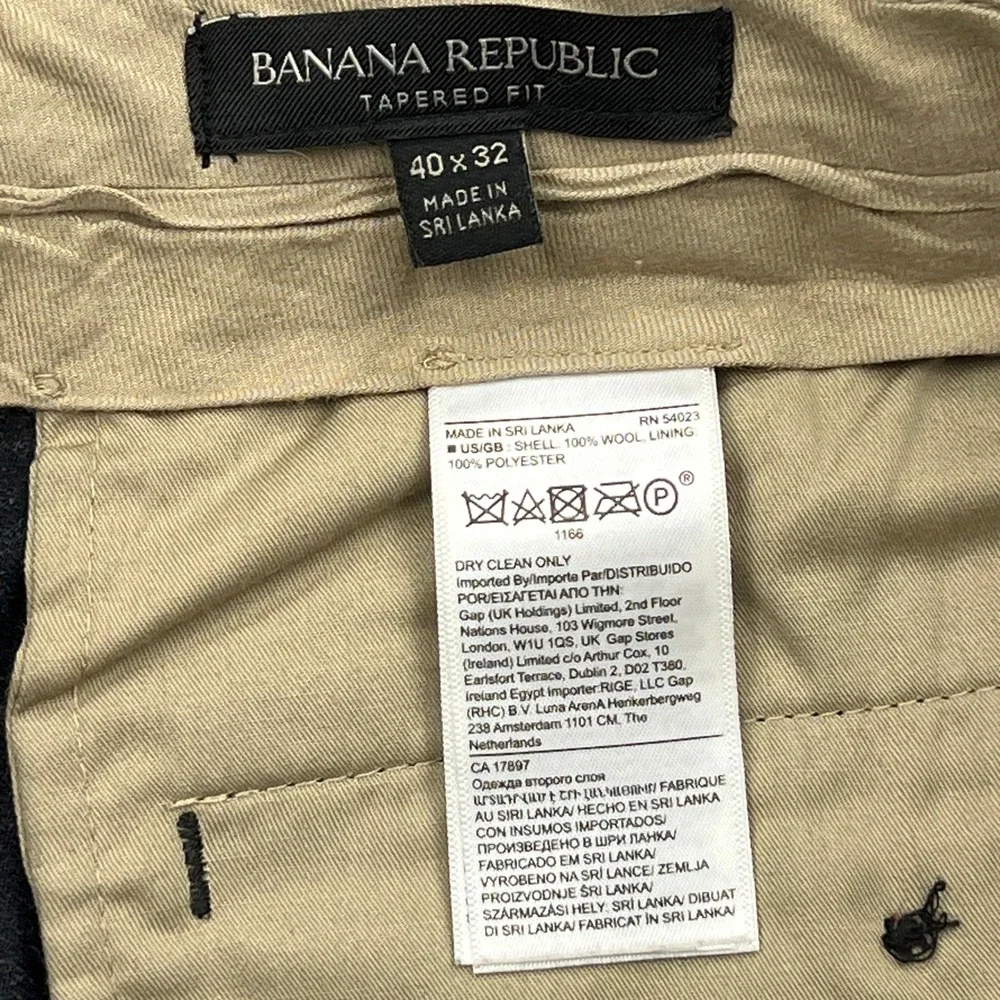 Banana Republic Dress Pants Men 40x32* Wool Taper Vitale Barberis Canonico Italy